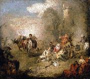 Jean-Baptiste Pater Soldiers and Camp Followers Resting from a March France oil painting artist